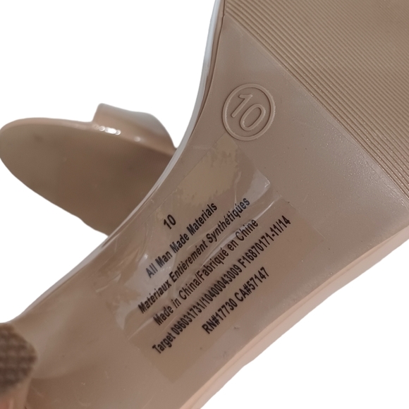 MOSSIMO Nude Tan Patent Leather Ankle Strap Open Toe Classic Heels 10 - Picture 5 of 10